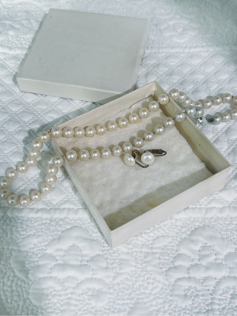 Vintage Marvella pearl necklace with pearl clip on earrings from the 50’s - Picture 6 of 6
